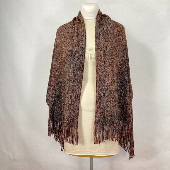 Soft Brown And Silver Metallic Reversible Animal Print Scarf Mob Wife Bold - Picture 5 of 7